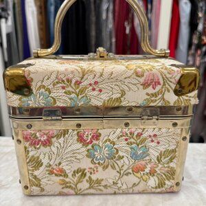 Vintage DELILL Tapestry Train-Case/Box Purse Made in Italy, 1950s/1960s